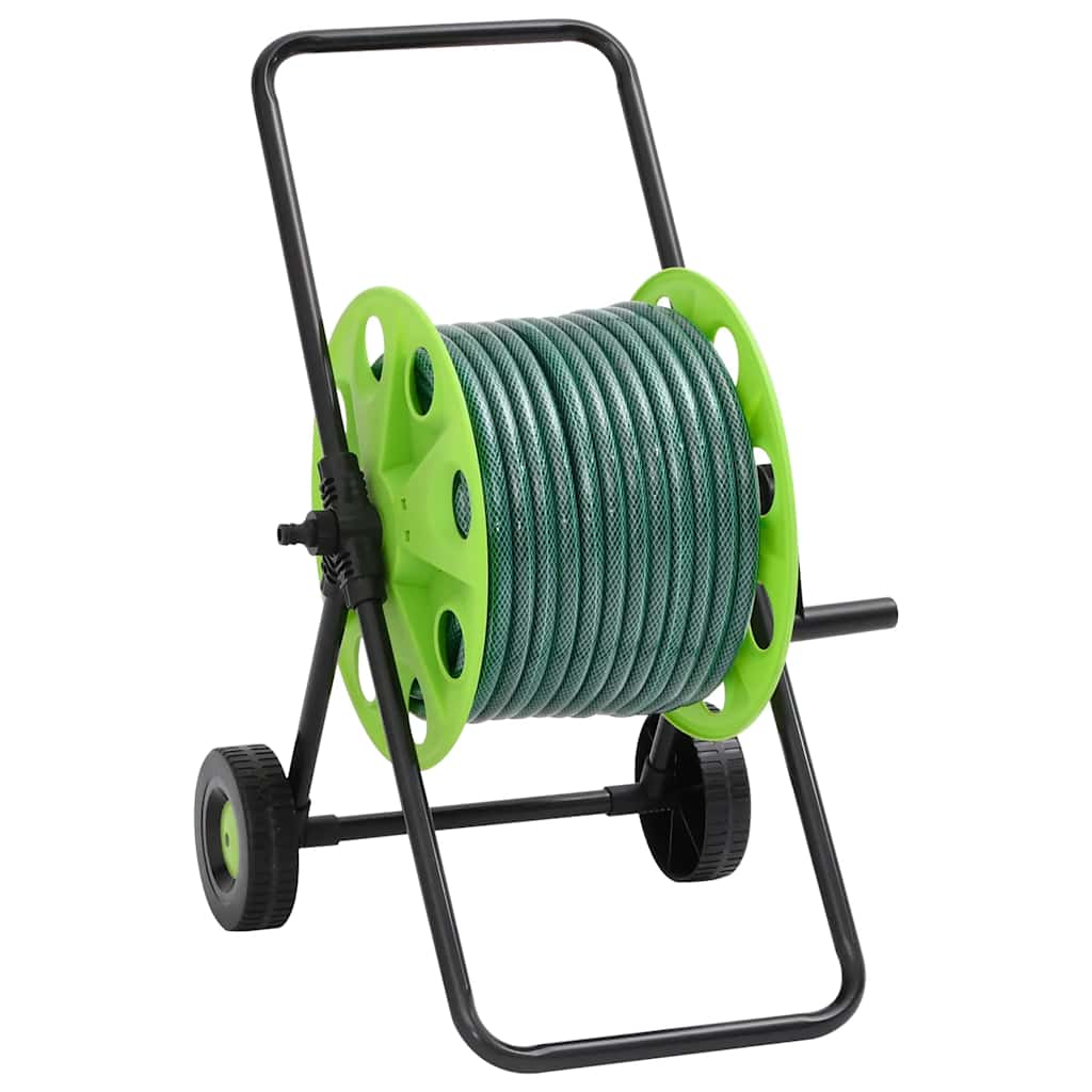 Green Hose Reel Cart with Hose Fitting Set 0,75" 30 m PVC