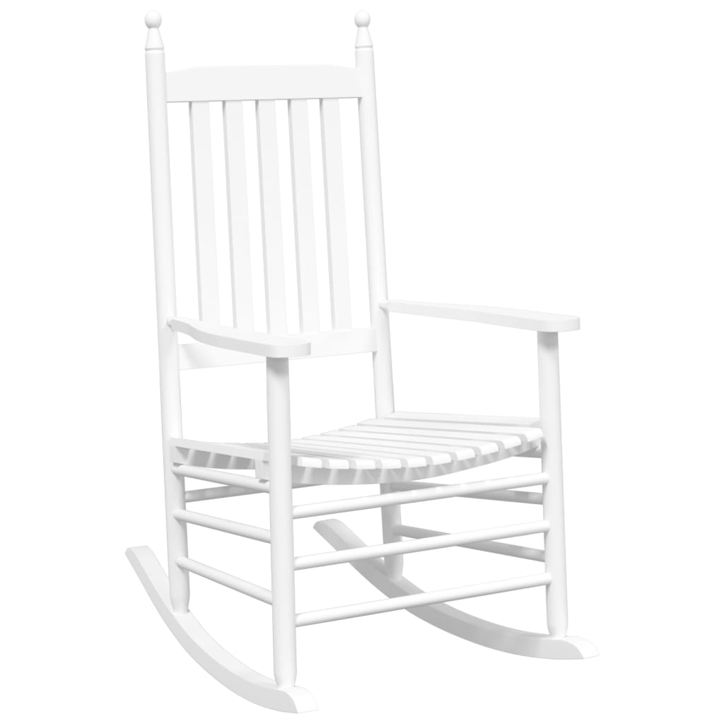 vidaXL Rocking Chair with Foldable Table White Solid Wood Poplar