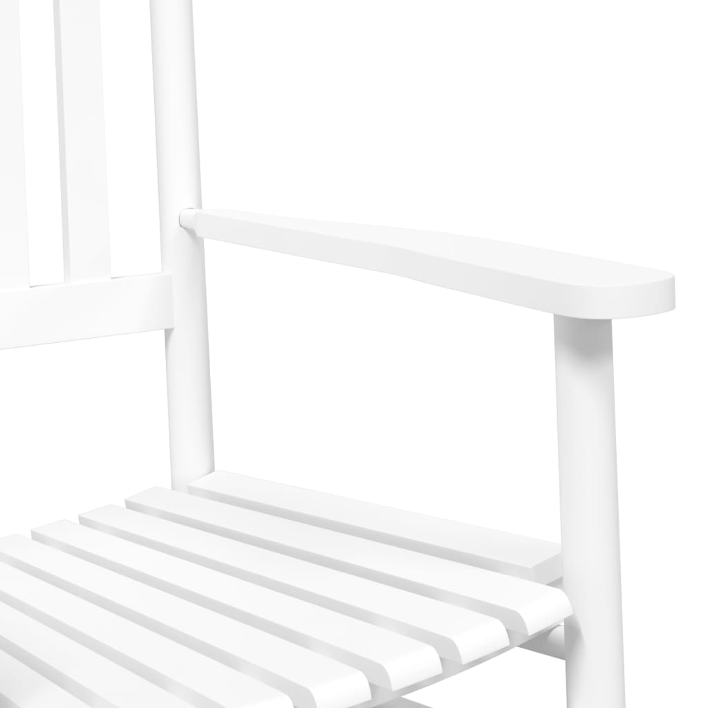 vidaXL Rocking Chair with Foldable Table White Solid Wood Poplar