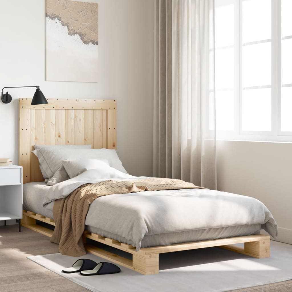 vidaXL Bed Frame without Mattress with Headboard 90x200 cm Solid Wood