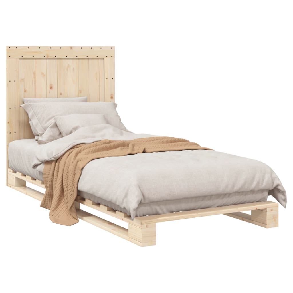 vidaXL Bed Frame without Mattress with Headboard 90x200 cm Solid Wood