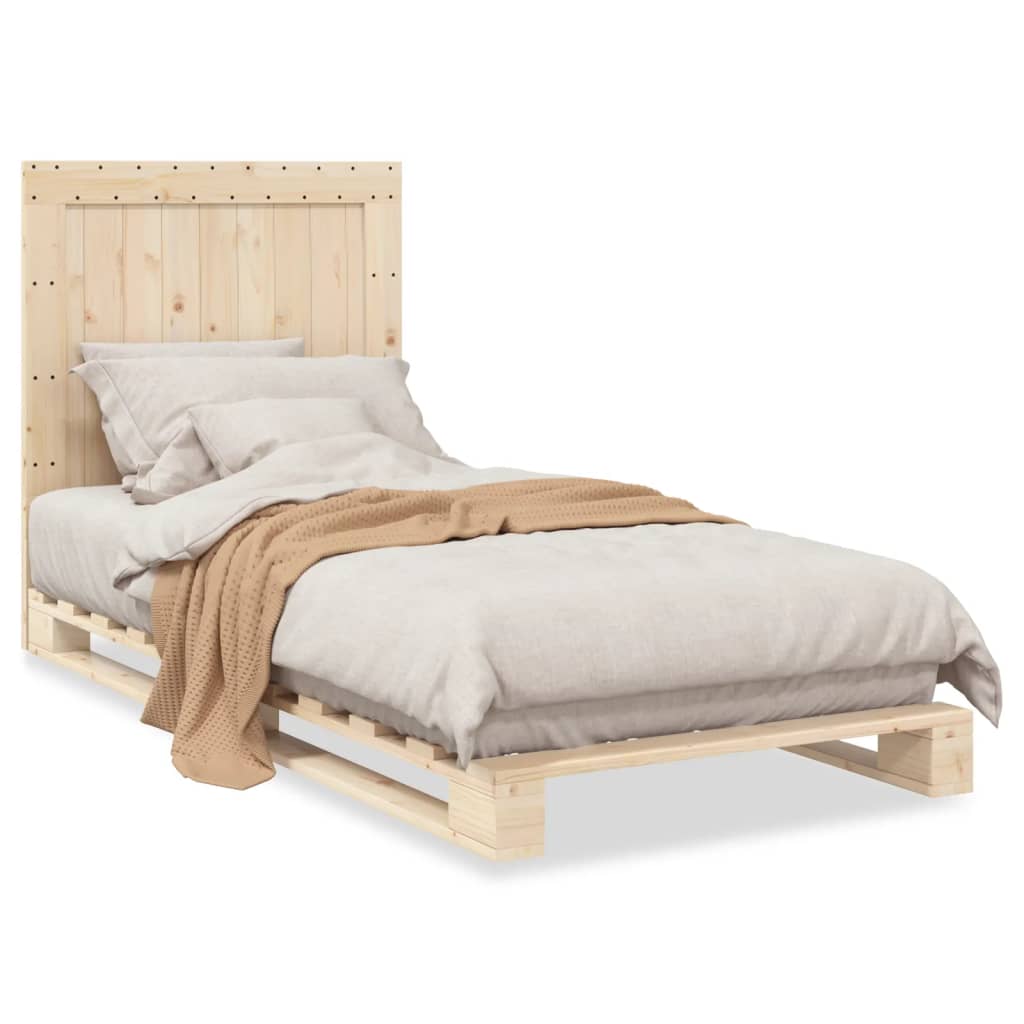 vidaXL Bed Frame without Mattress with Headboard 90x200 cm Solid Wood