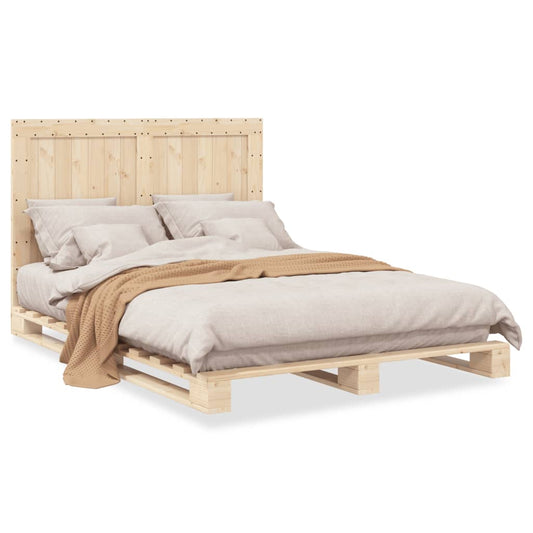 vidaXL Bed Frame without Mattress with Headboard 140x200 cm Solid Wood