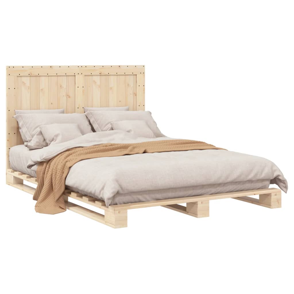 vidaXL Bed Frame without Mattress with Headboard 160x200 cm Solid Wood