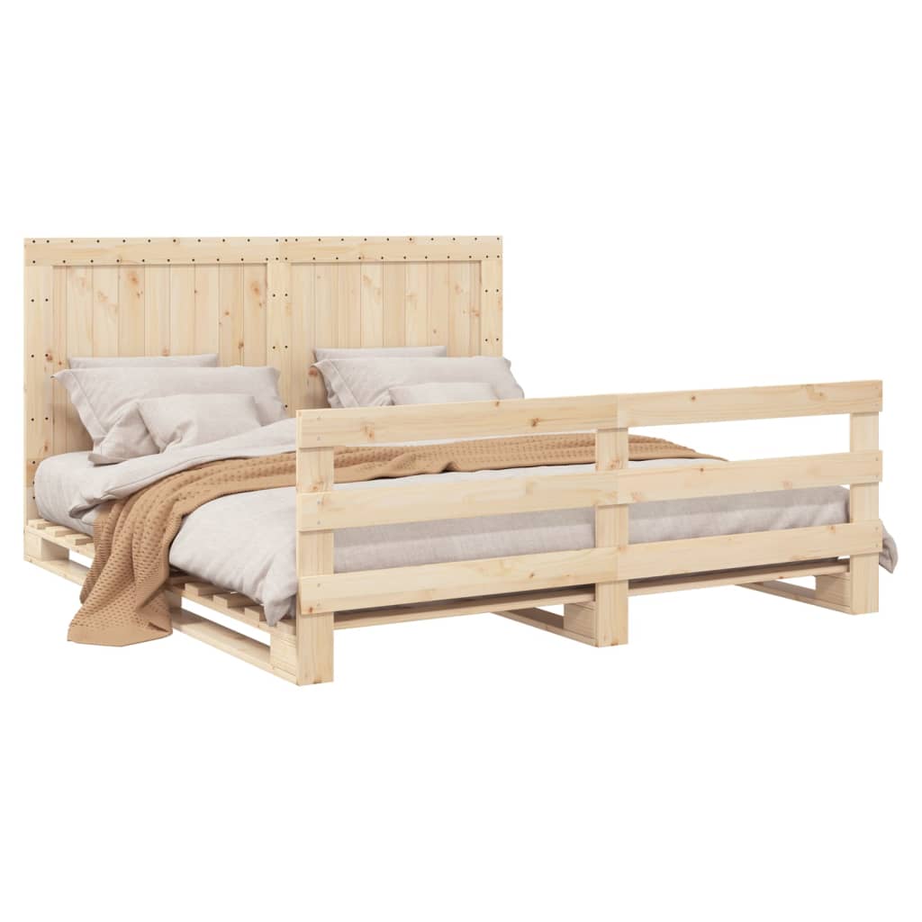 vidaXL Bed Frame without Mattress with Headboard 180x200 cm Super King Solid Wood