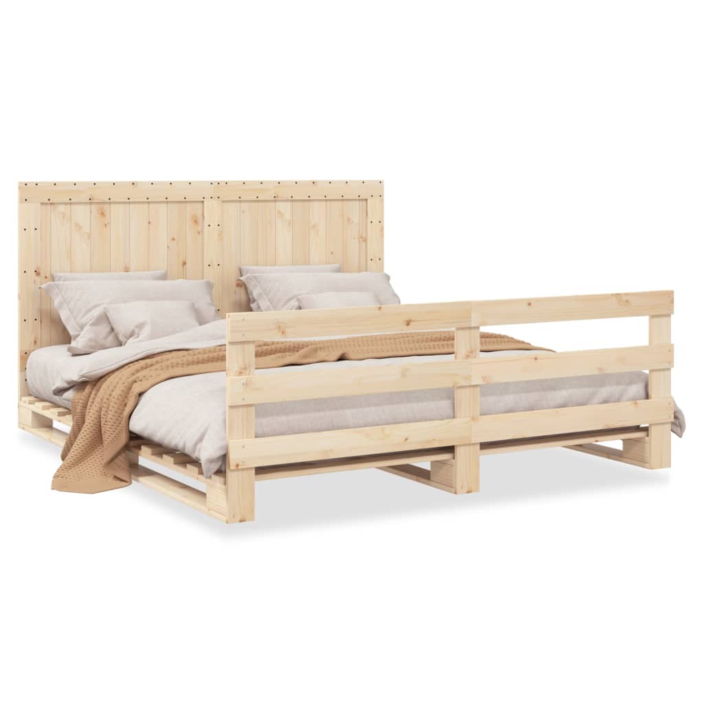 vidaXL Bed Frame without Mattress with Headboard 180x200 cm Super King Solid Wood