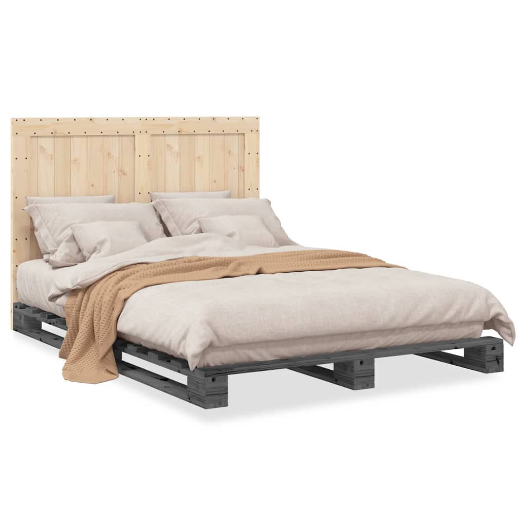 Bed Frame without Mattress  Grey 140x200 cm Solid Wood Pine