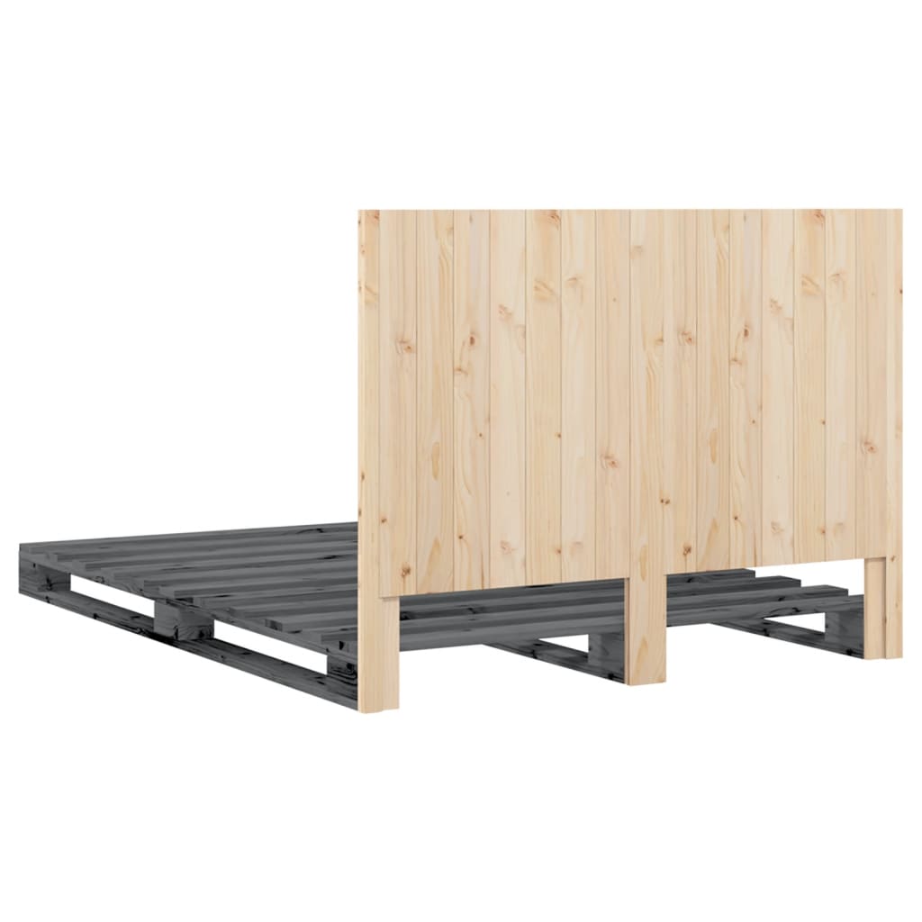 Bed Frame without Mattress  Grey 140x200 cm Solid Wood Pine