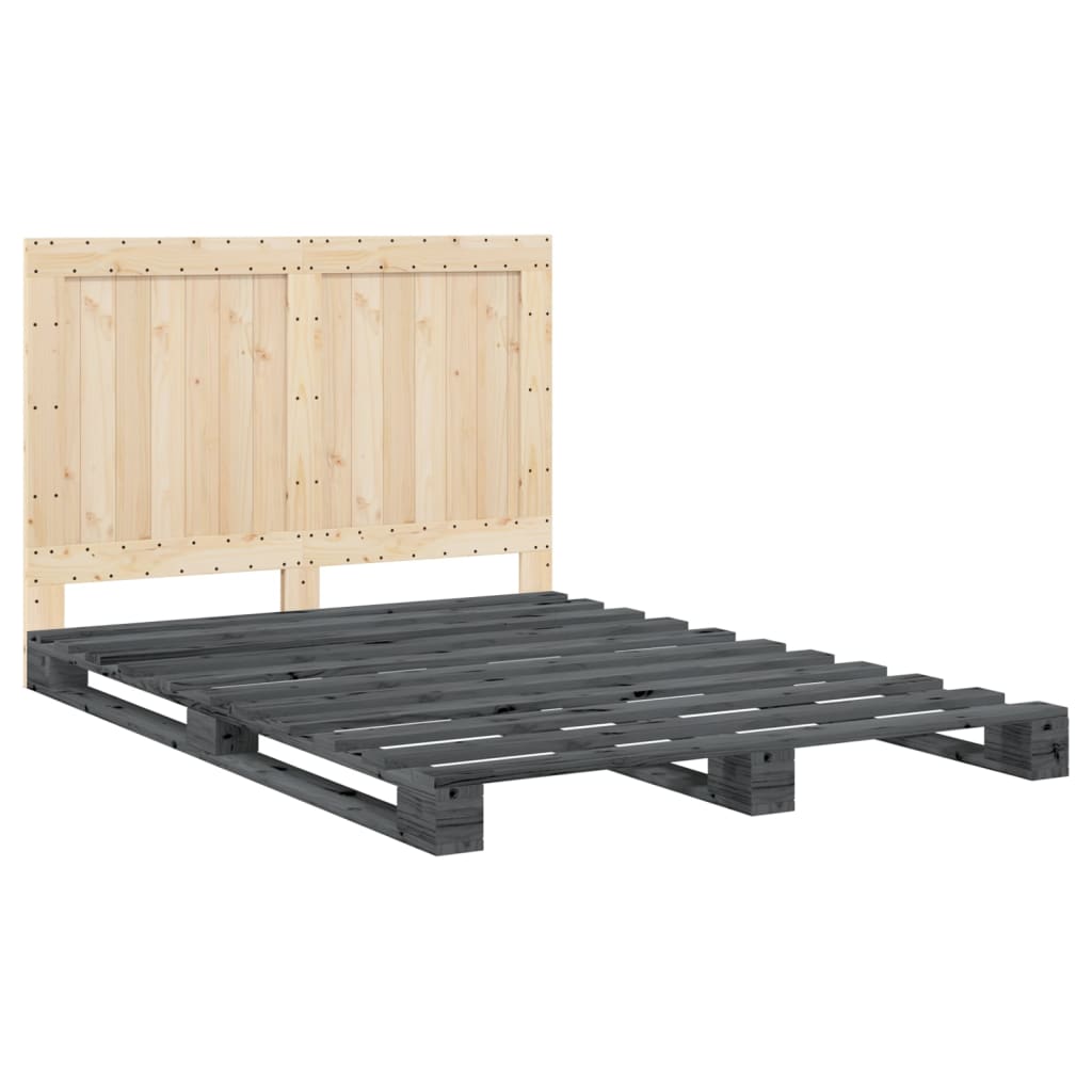 vidaXL Bed Frame without Mattress  Grey 160x200 cm Solid Wood Pine