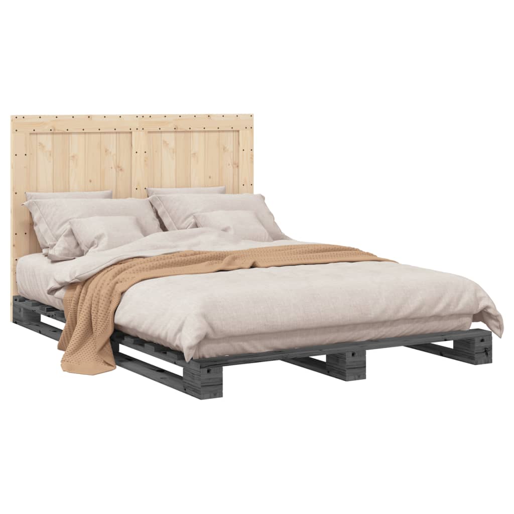 vidaXL Bed Frame without Mattress  Grey 160x200 cm Solid Wood Pine