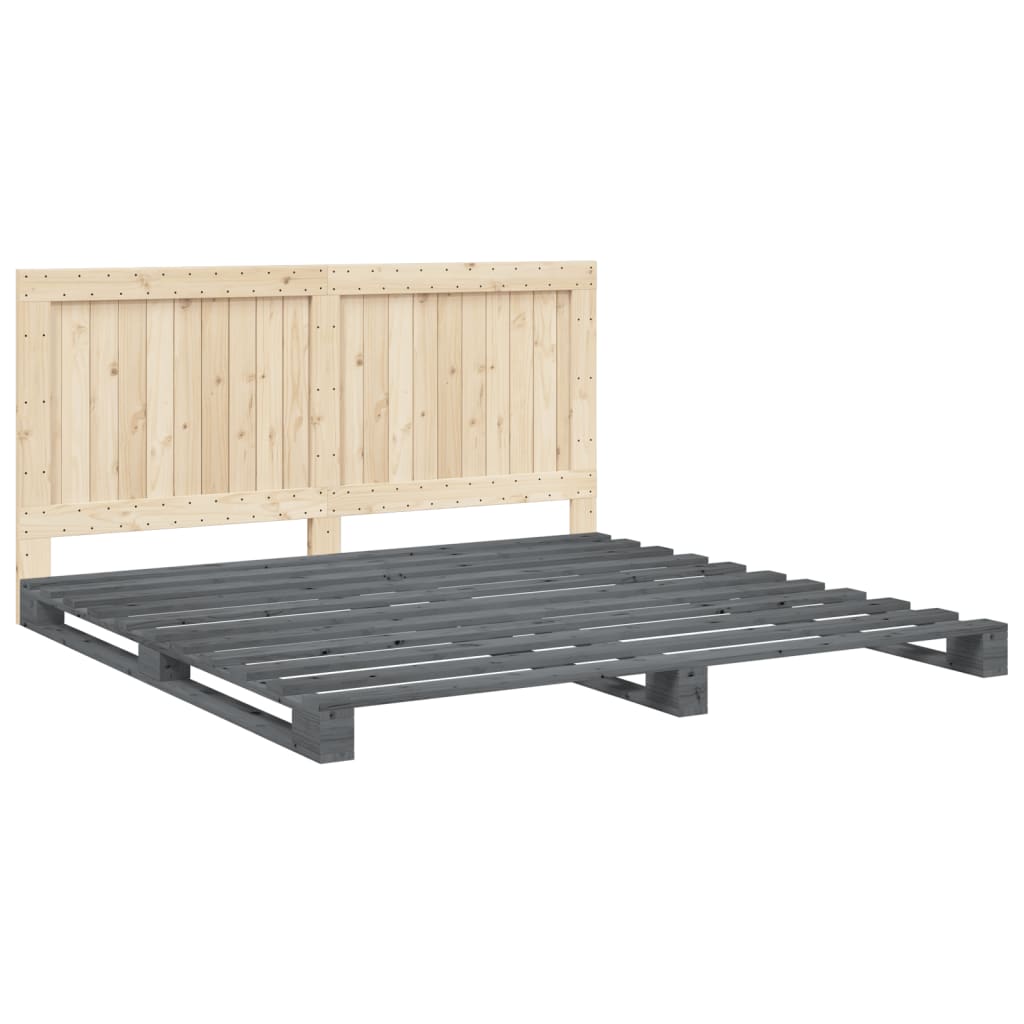 vidaXL Bed Frame without Mattress  Grey 200x200 cm Solid Wood Pine