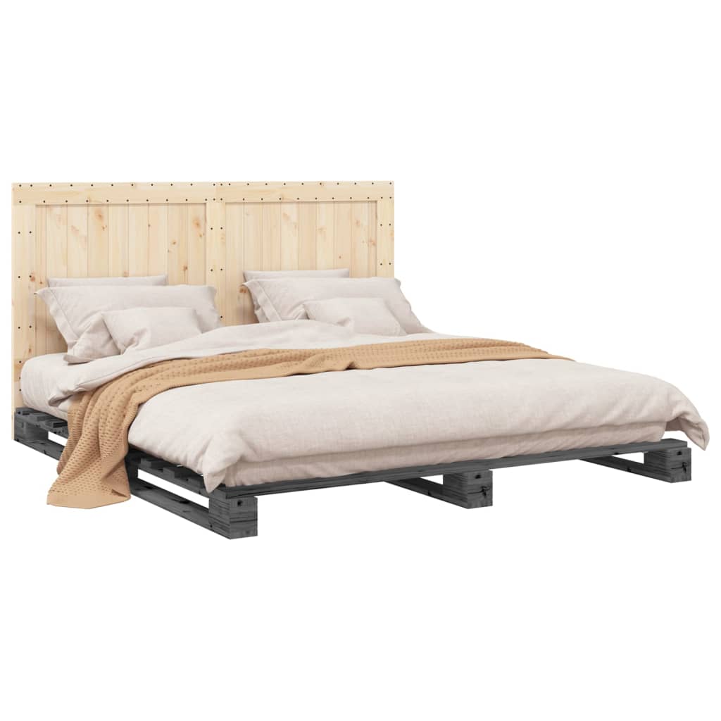 vidaXL Bed Frame without Mattress  Grey 200x200 cm Solid Wood Pine