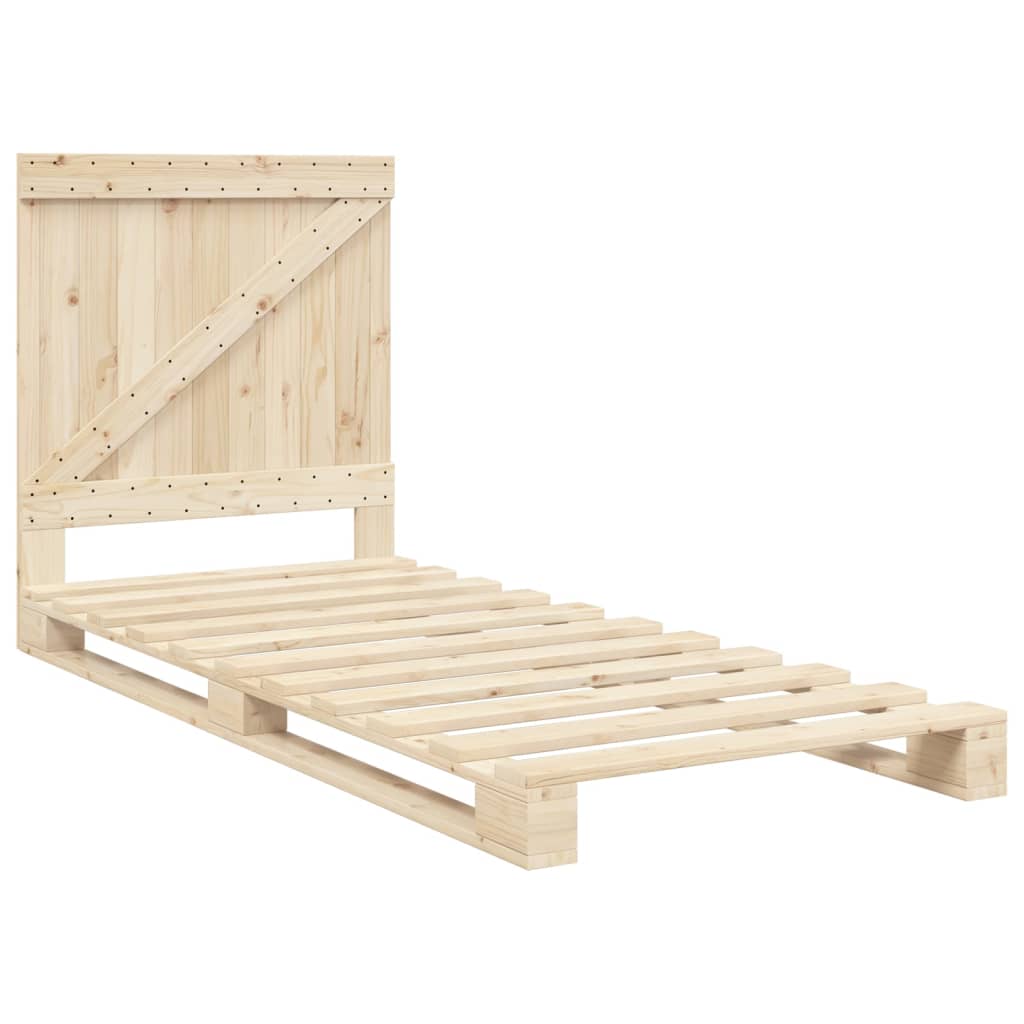 vidaXL Bed Frame without Mattress with Headboard 90x200 cm Solid Wood