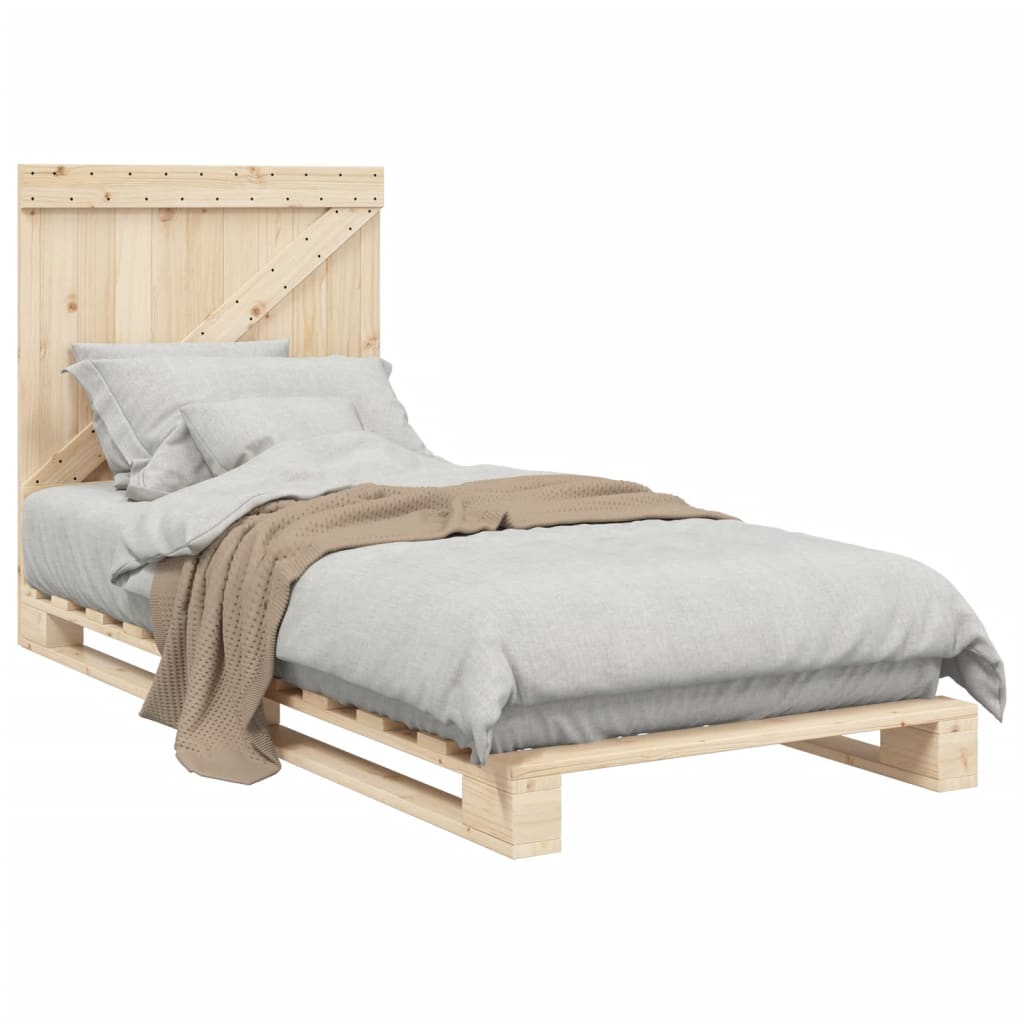 vidaXL Bed Frame without Mattress with Headboard 90x200 cm Solid Wood