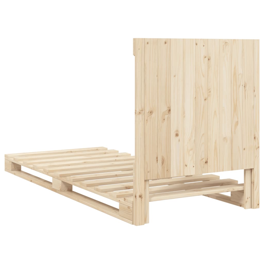 vidaXL Bed Frame without Mattress with Headboard 90x200 cm Solid Wood