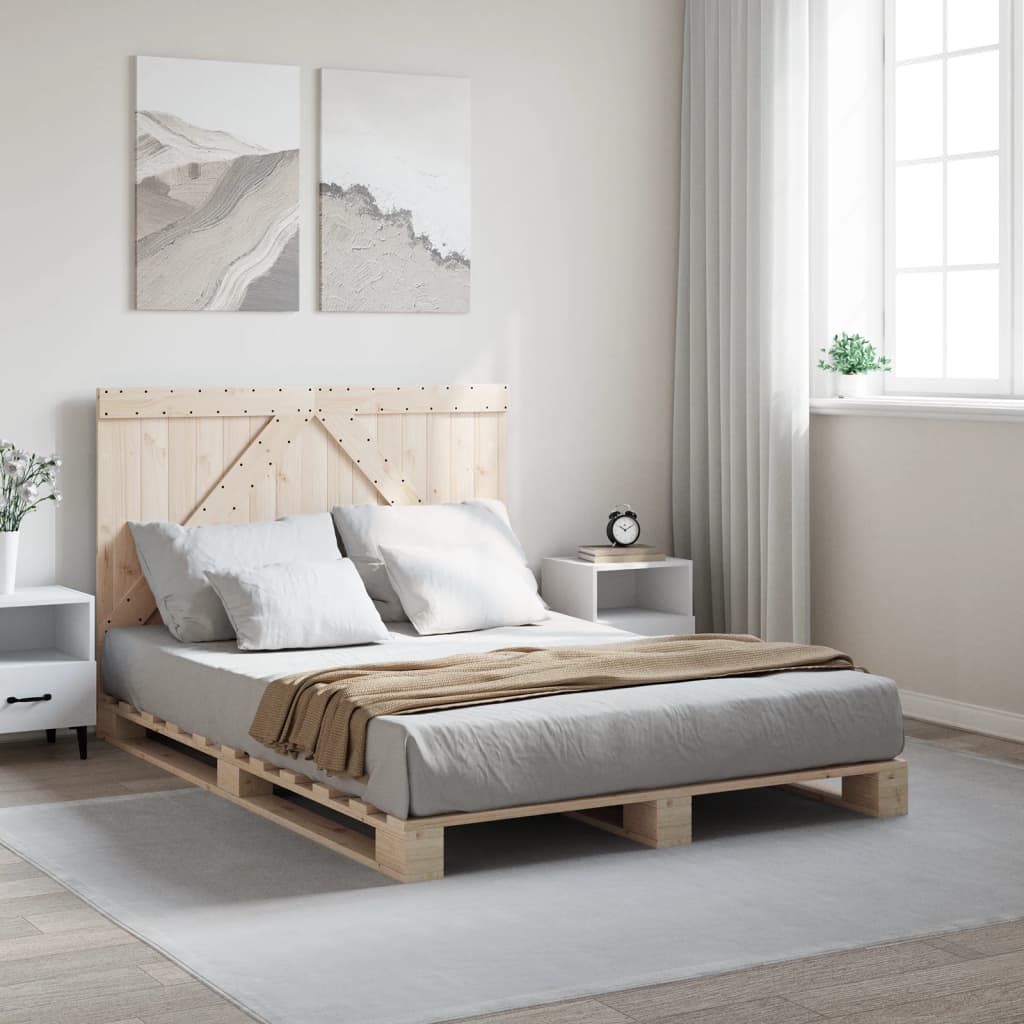 vidaXL Bed Frame without Mattress with Headboard 140x200 cm Solid Wood