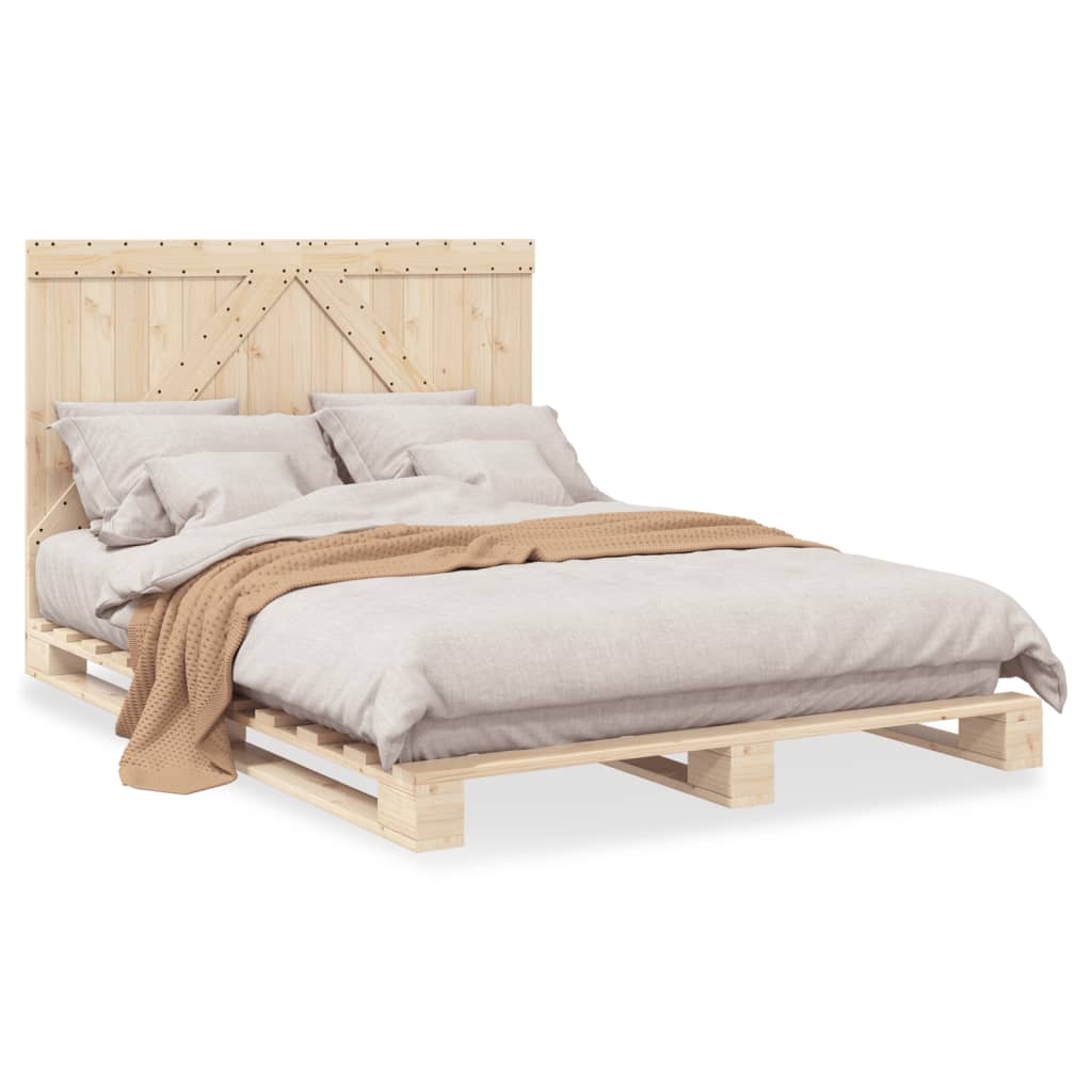 vidaXL Bed Frame without Mattress with Headboard 140x200 cm Solid Wood