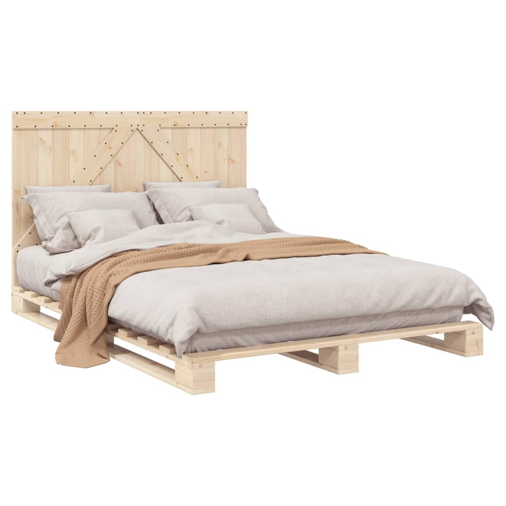 vidaXL Bed Frame without Mattress with Headboard 160x200 cm Solid Wood