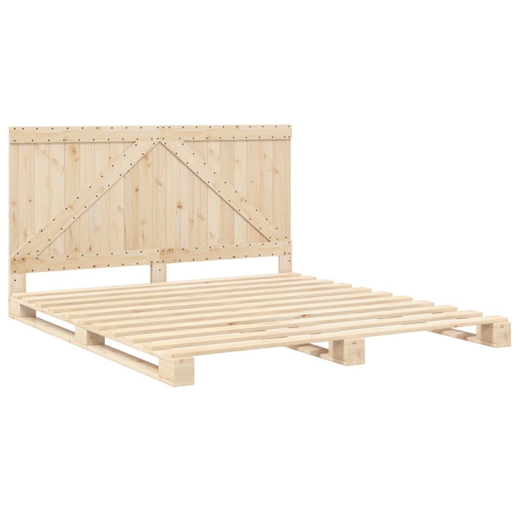 vidaXL Bed Frame without Mattress with Headboard 200x200 cm Solid Wood