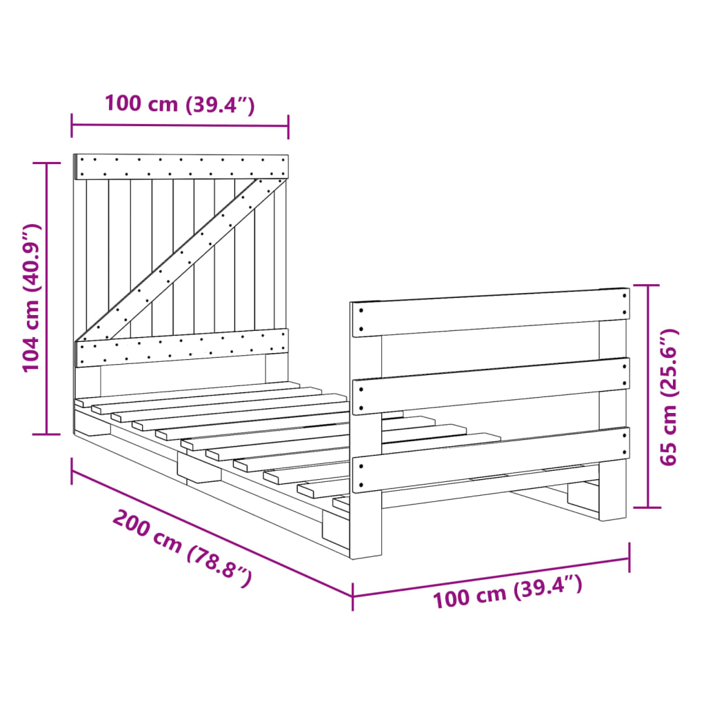 Bed Frame | Pine | Solid pine wood | Single |  Durable  | Bed Frame