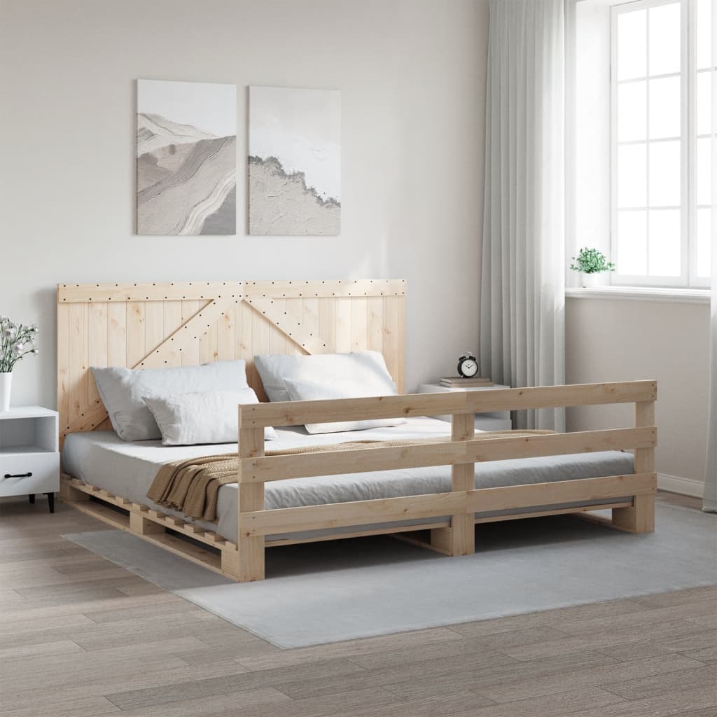 vidaXL Bed Frame without Mattress with Headboard 200x200 cm Solid Wood