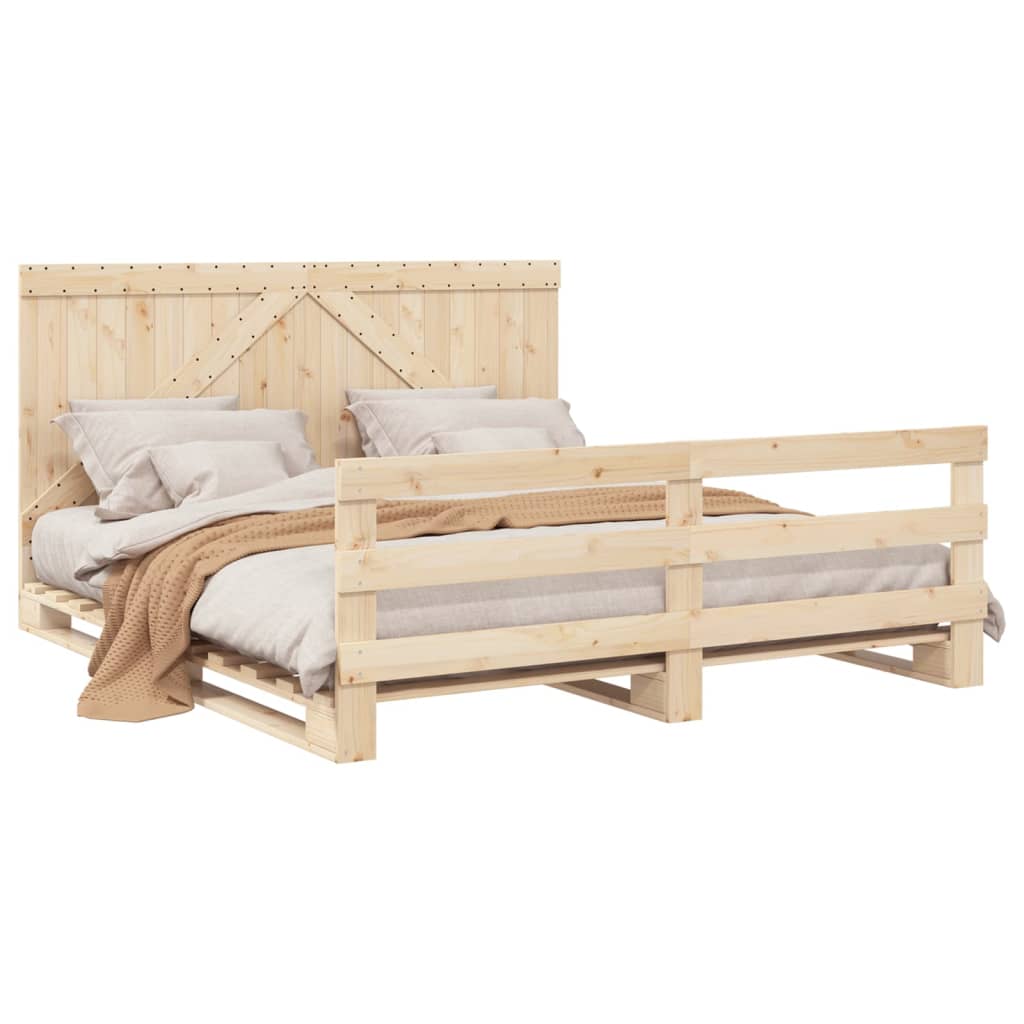 vidaXL Bed Frame without Mattress with Headboard 200x200 cm Solid Wood