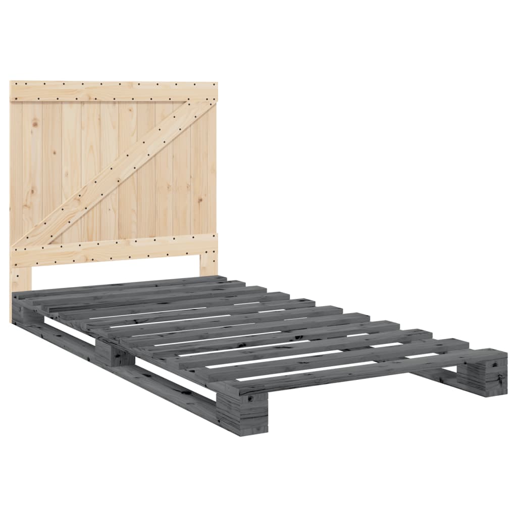 vidaXL Bed Frame without Mattress  Grey 100x200 cm Solid Wood Pine