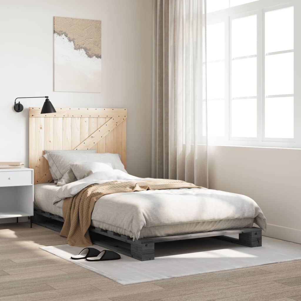 vidaXL Bed Frame without Mattress  Grey 100x200 cm Solid Wood Pine