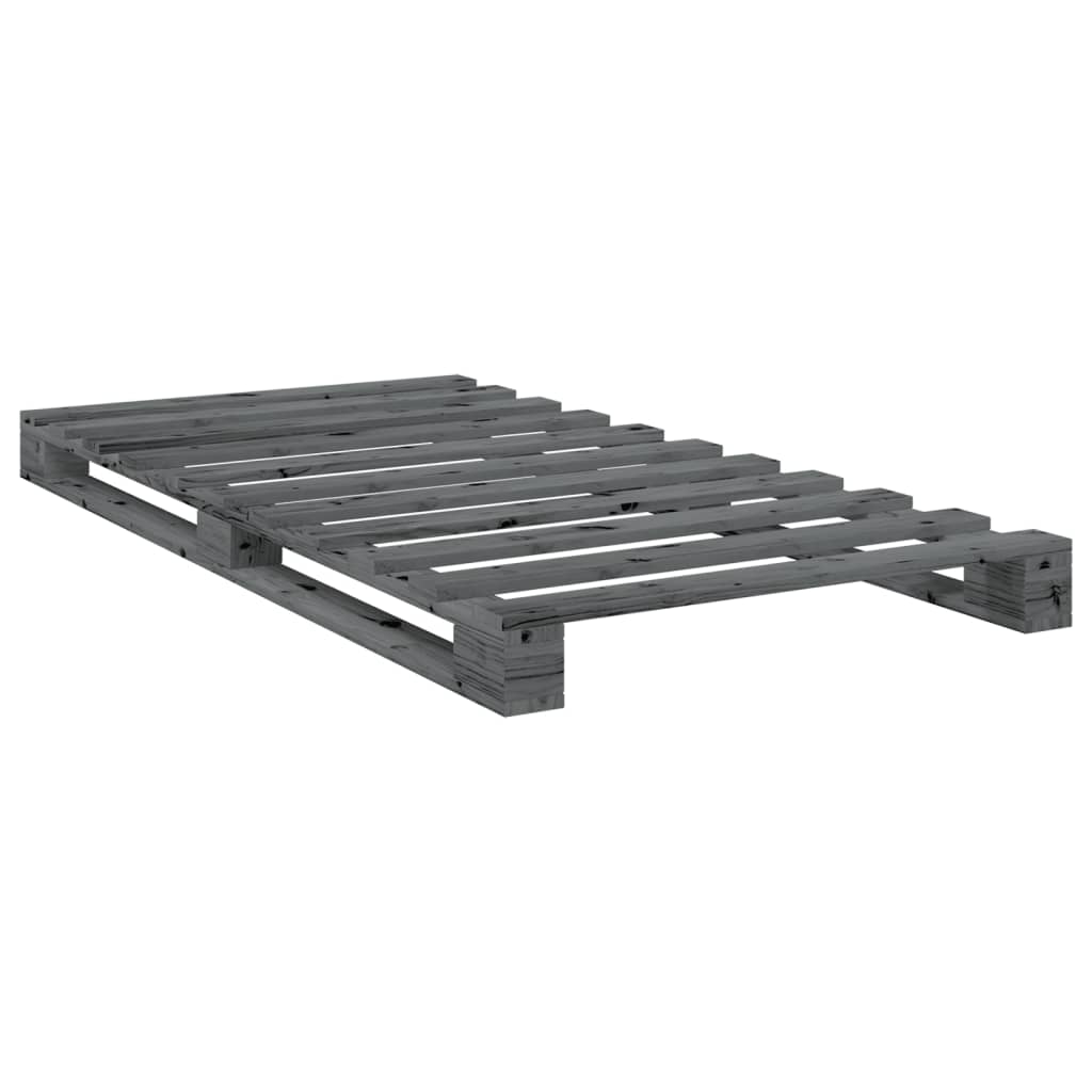 vidaXL Bed Frame without Mattress  Grey 100x200 cm Solid Wood Pine