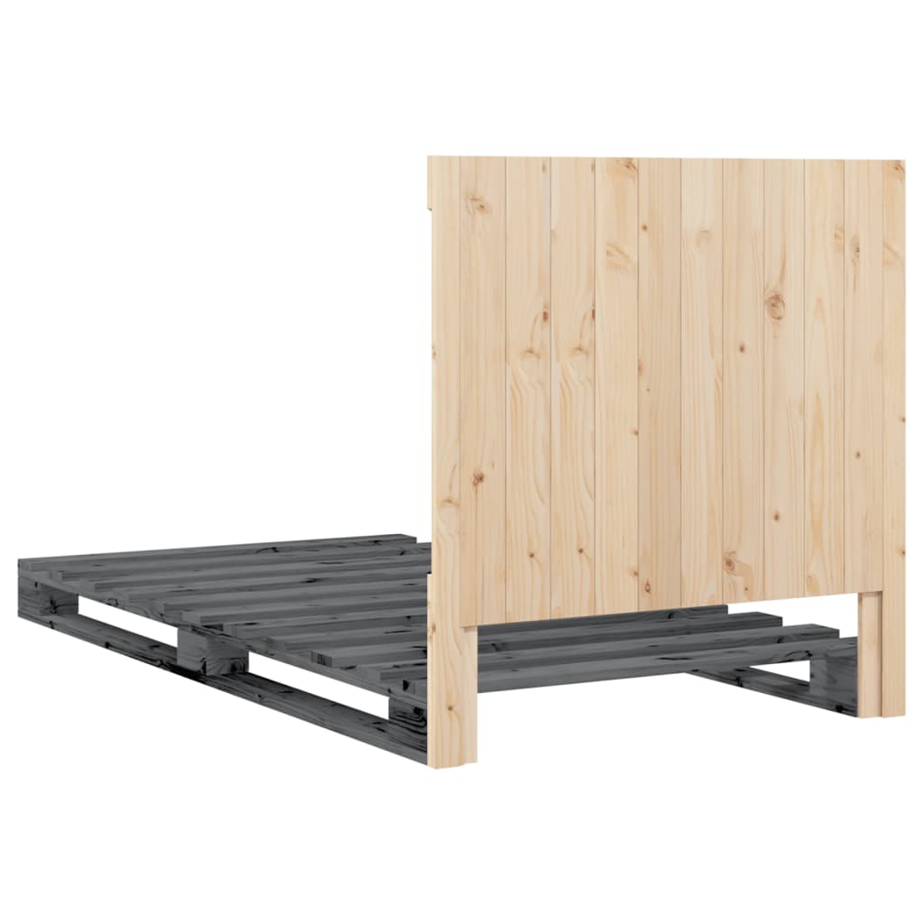 vidaXL Bed Frame without Mattress  Grey 100x200 cm Solid Wood Pine