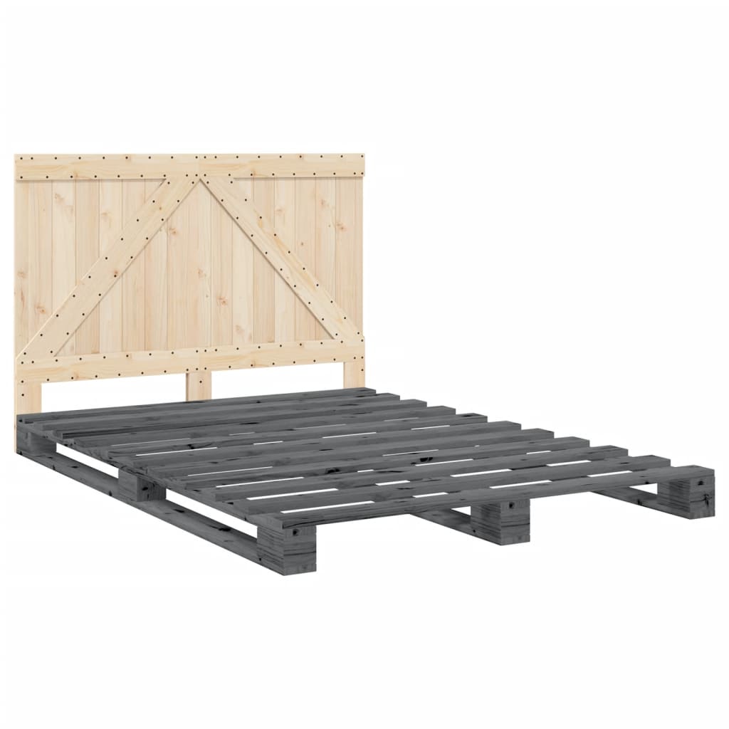 vidaXL Bed Frame without Mattress  Grey 140x200 cm Solid Wood Pine