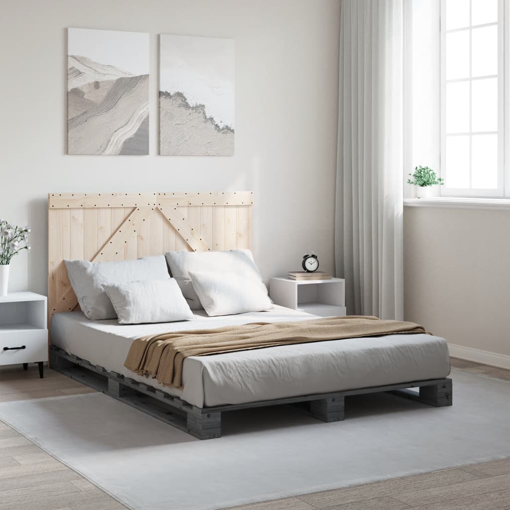 vidaXL Bed Frame without Mattress  Grey 140x200 cm Solid Wood Pine