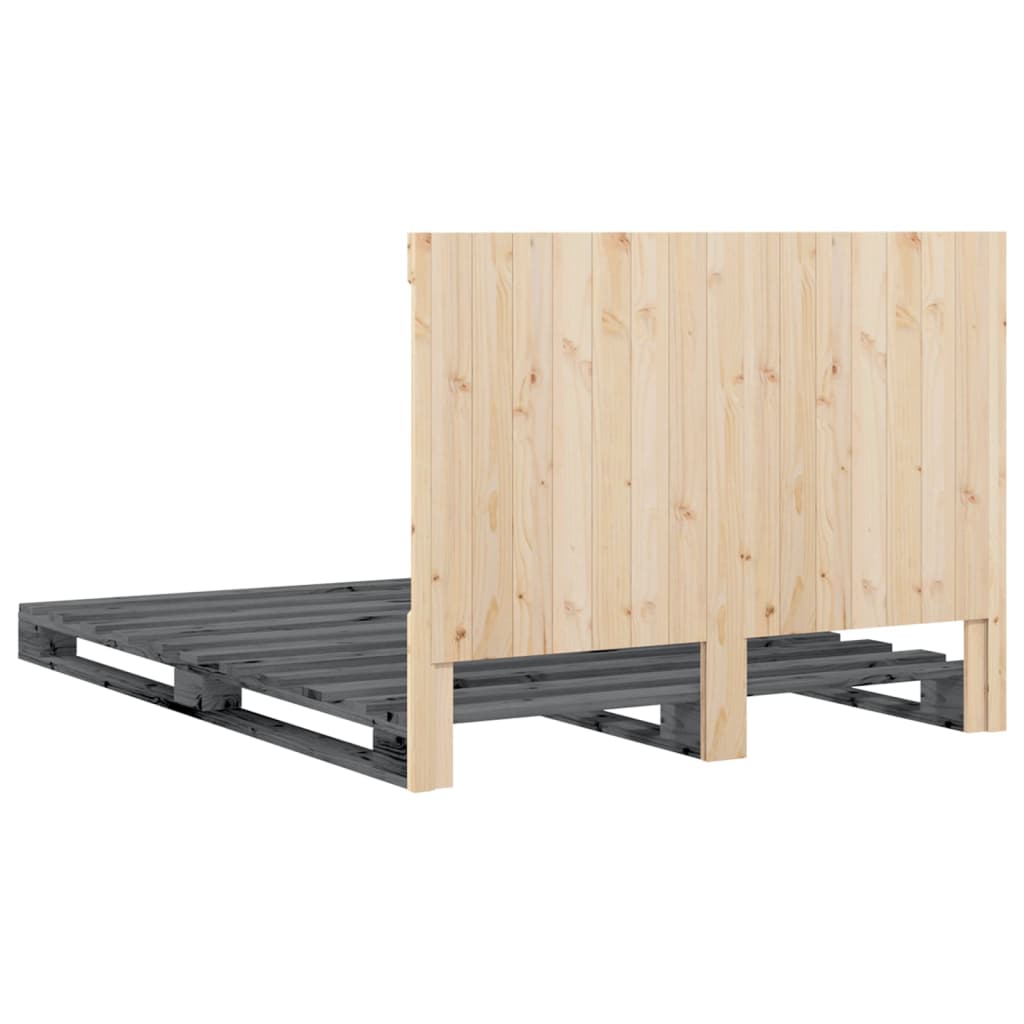 vidaXL Bed Frame without Mattress  Grey 140x200 cm Solid Wood Pine