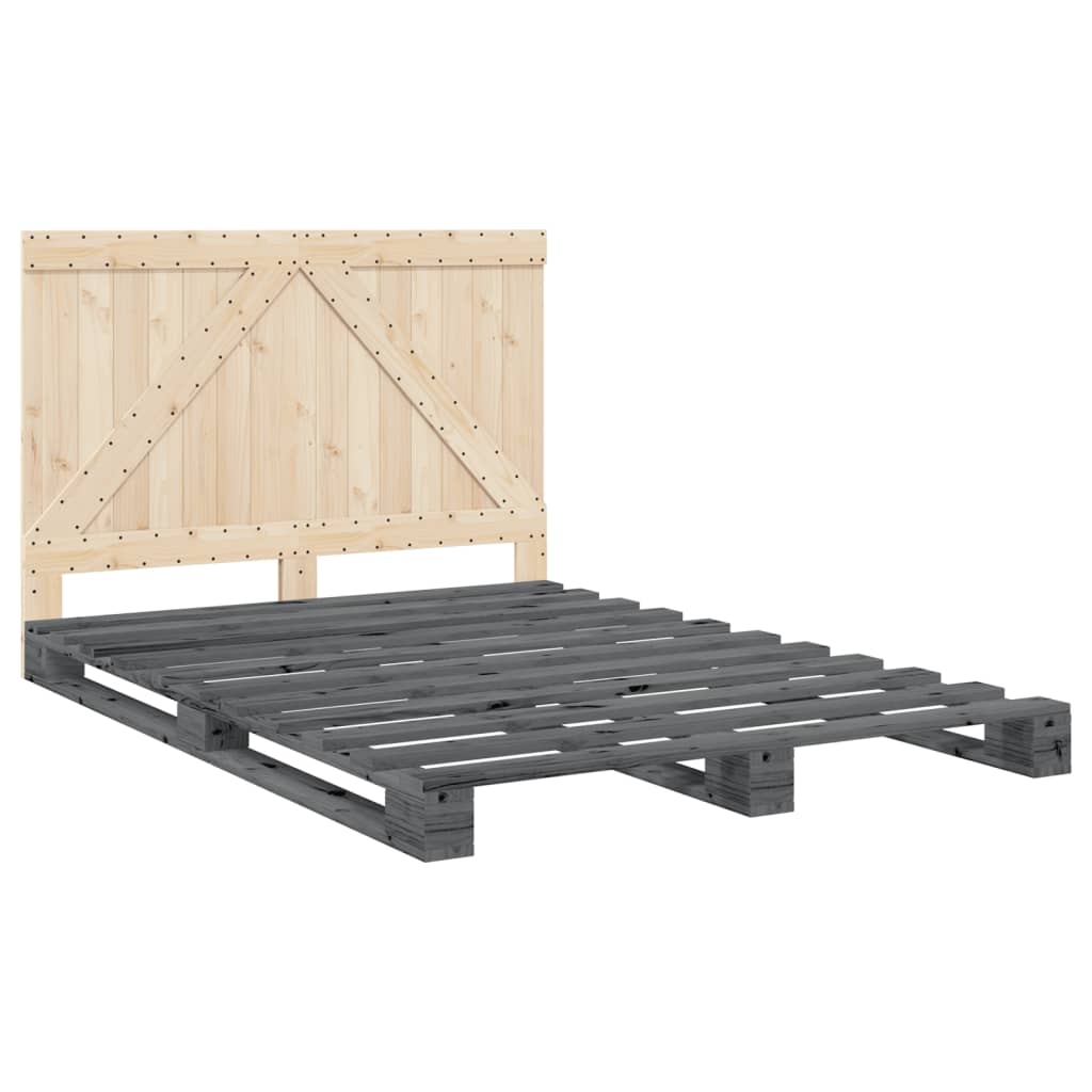 vidaXL Bed Frame without Mattress  Grey 160x200 cm Solid Wood Pine