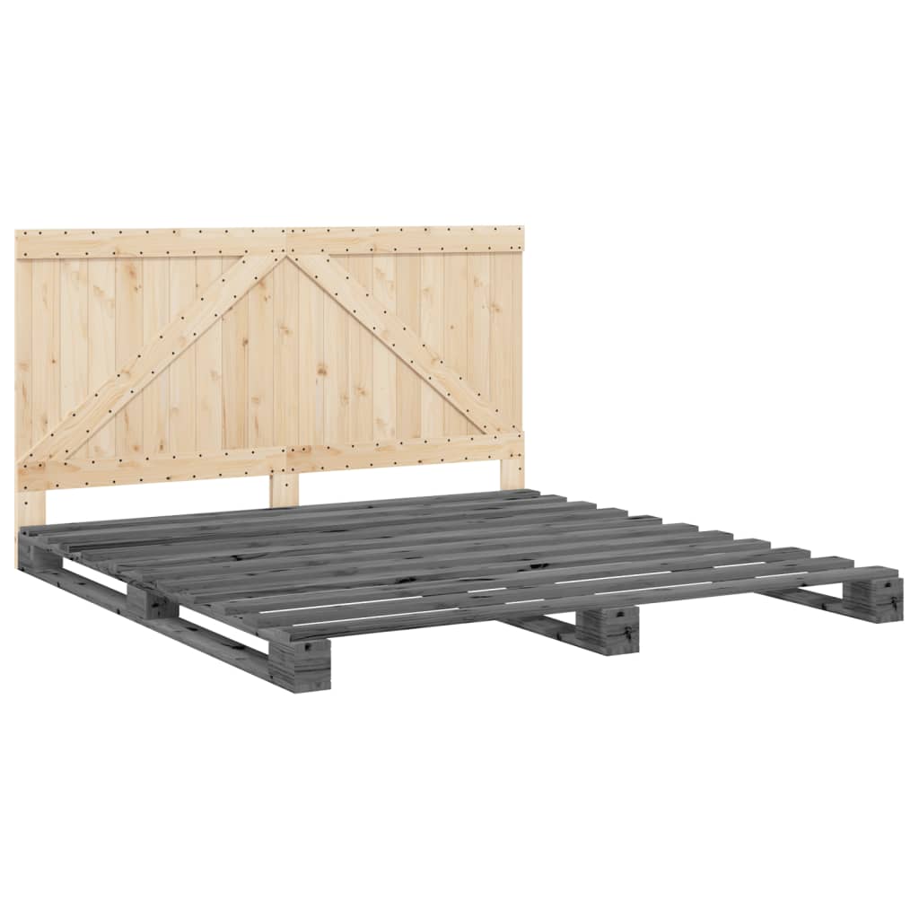 vidaXL Bed Frame without Mattress  Grey 200x200 cm Solid Wood Pine