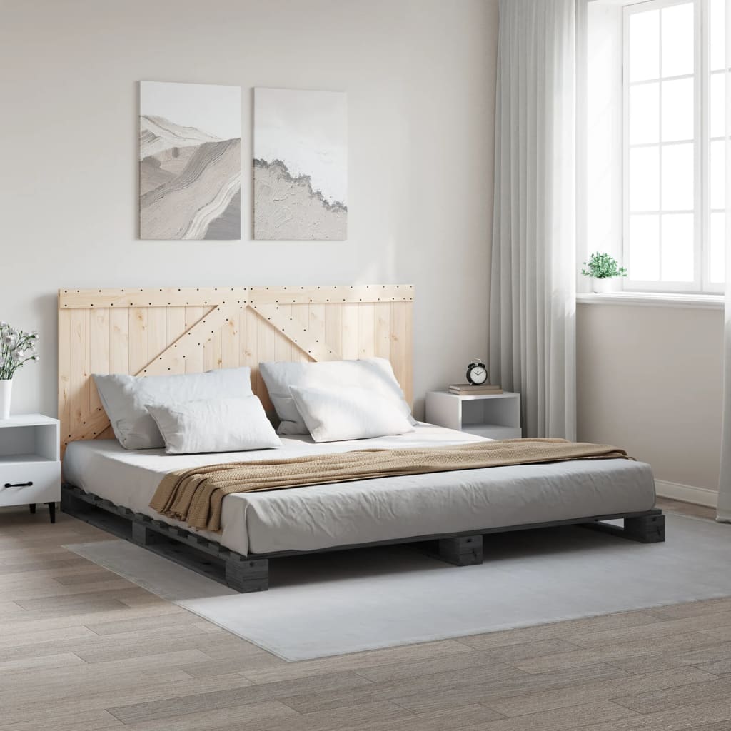 vidaXL Bed Frame without Mattress  Grey 200x200 cm Solid Wood Pine