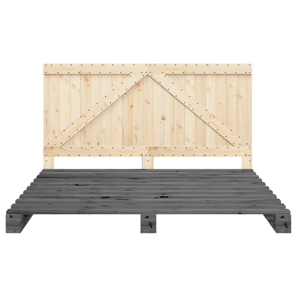 vidaXL Bed Frame without Mattress  Grey 200x200 cm Solid Wood Pine