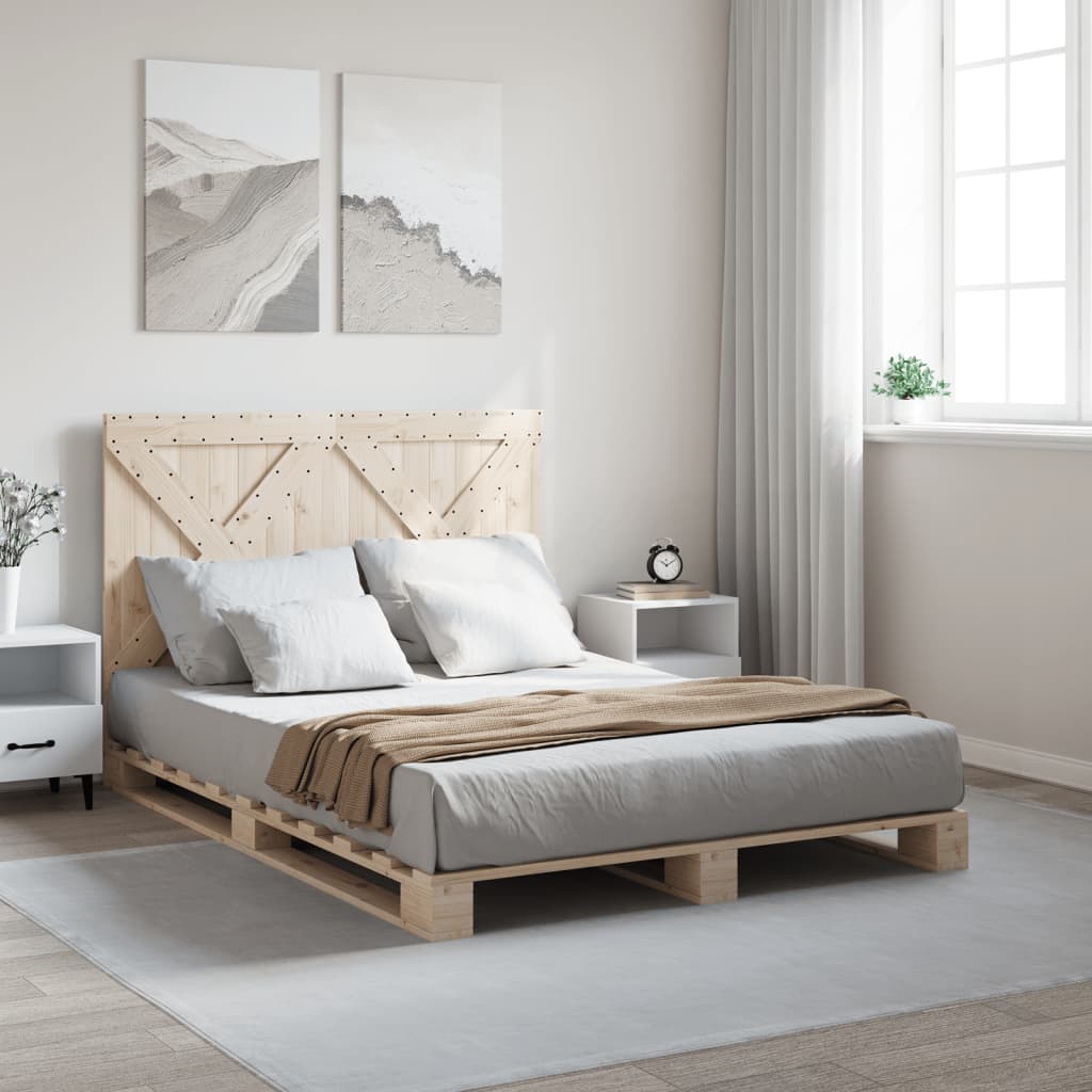 vidaXL Bed Frame without Mattress with Headboard 140x200 cm Solid Wood