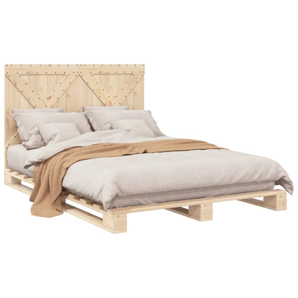 vidaXL Bed Frame without Mattress with Headboard 140x200 cm Solid Wood