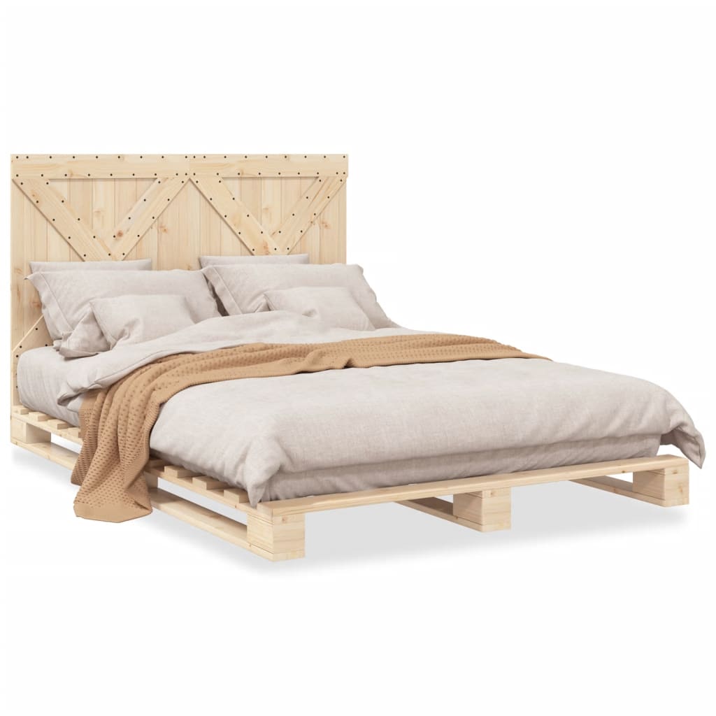 vidaXL Bed Frame without Mattress with Headboard 140x200 cm Solid Wood