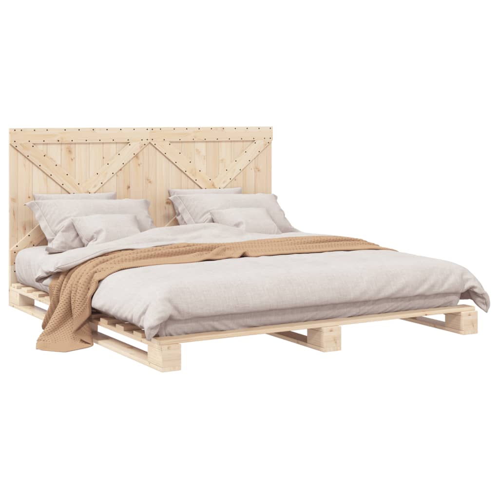 vidaXL Bed Frame without Mattress with Headboard 200x200 cm Solid Wood