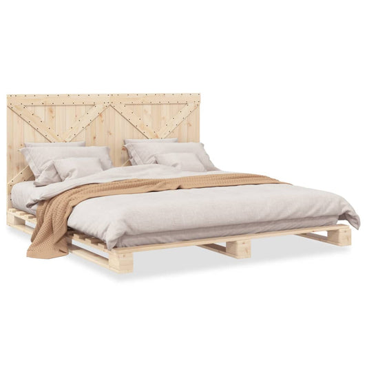 vidaXL Bed Frame without Mattress with Headboard 200x200 cm Solid Wood