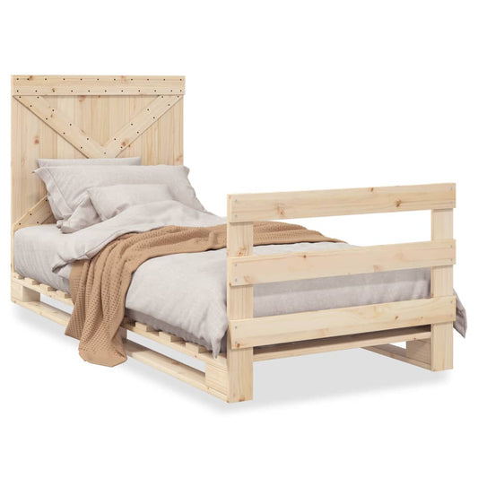 vidaXL Bed Frame without Mattress with Headboard 90x200 cm Solid Wood