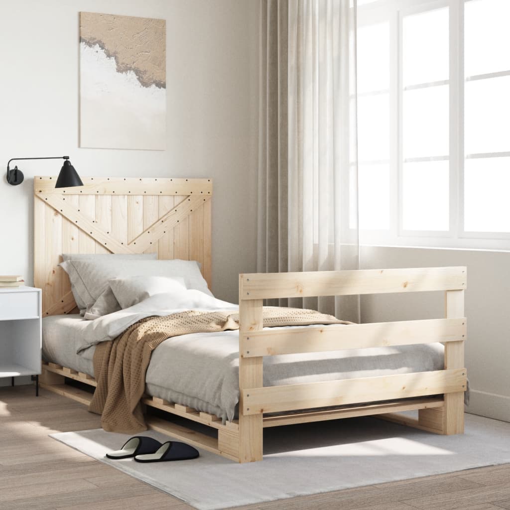 vidaXL Bed Frame without Mattress with Headboard 100x200 cm Solid Wood