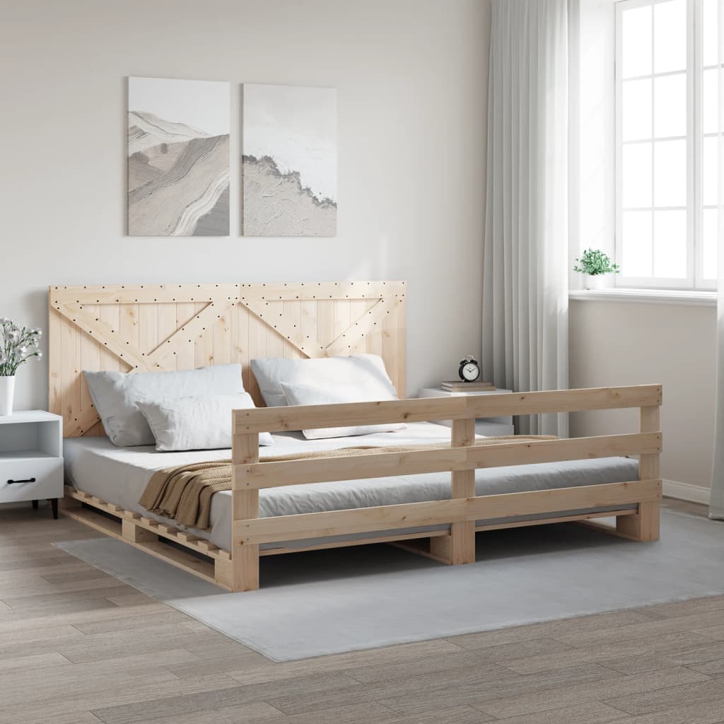 vidaXL Bed Frame without Mattress with Headboard 200x200 cm Solid Wood