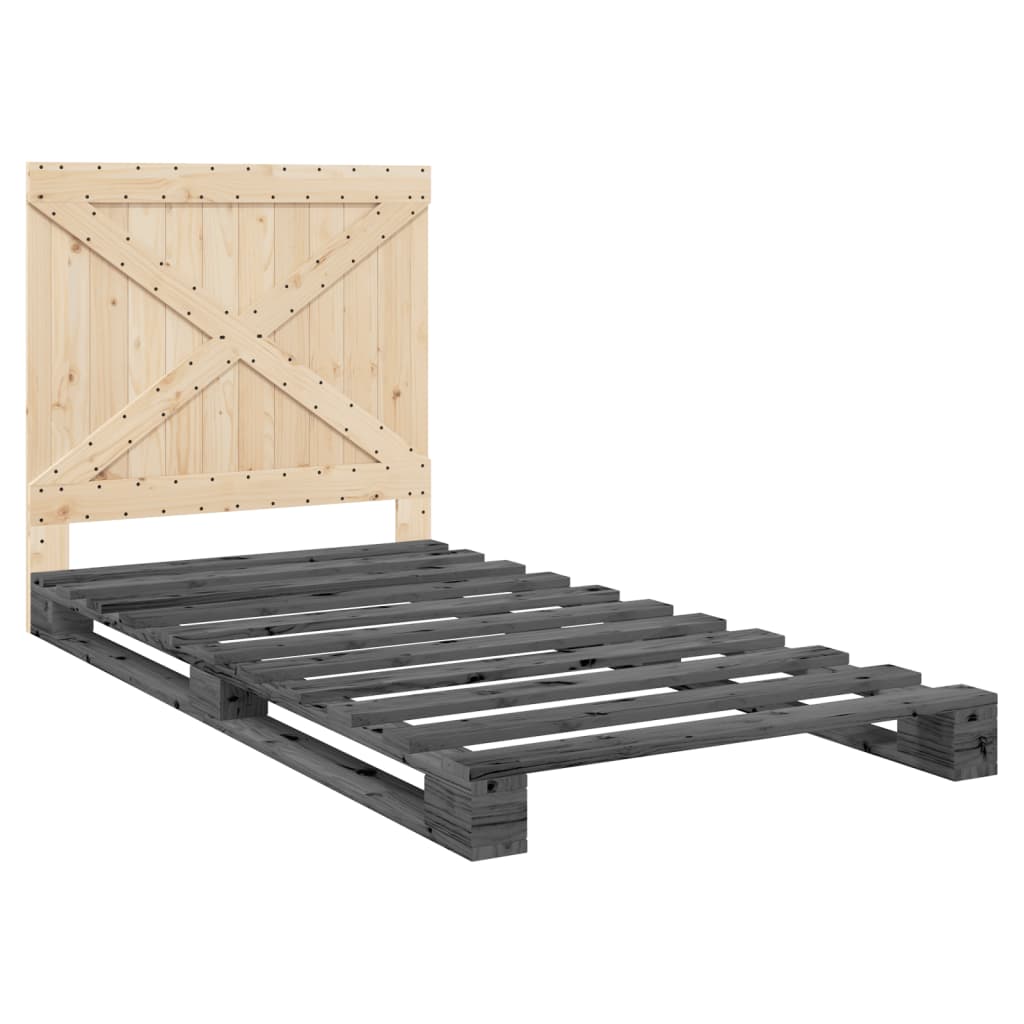 vidaXL Bed Frame without Mattress  Grey 100x200 cm Solid Wood Pine