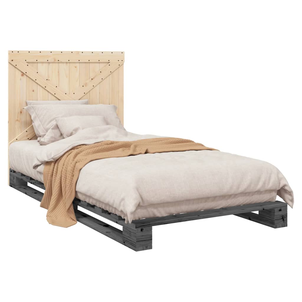 vidaXL Bed Frame without Mattress  Grey 100x200 cm Solid Wood Pine