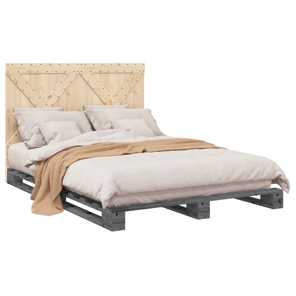 Bed Frame without Mattress  Grey 140x200 cm Solid Wood Pine