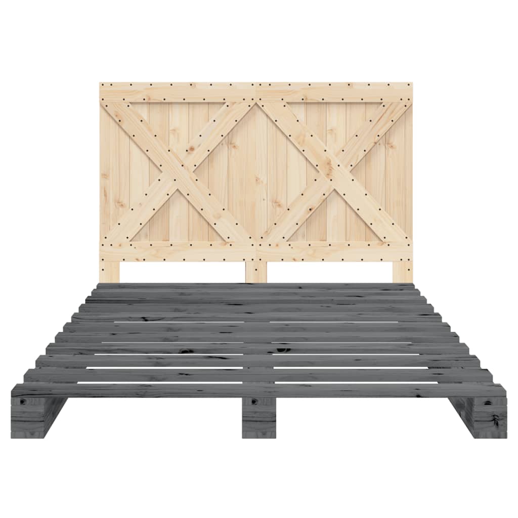 Bed Frame without Mattress  Grey 140x200 cm Solid Wood Pine