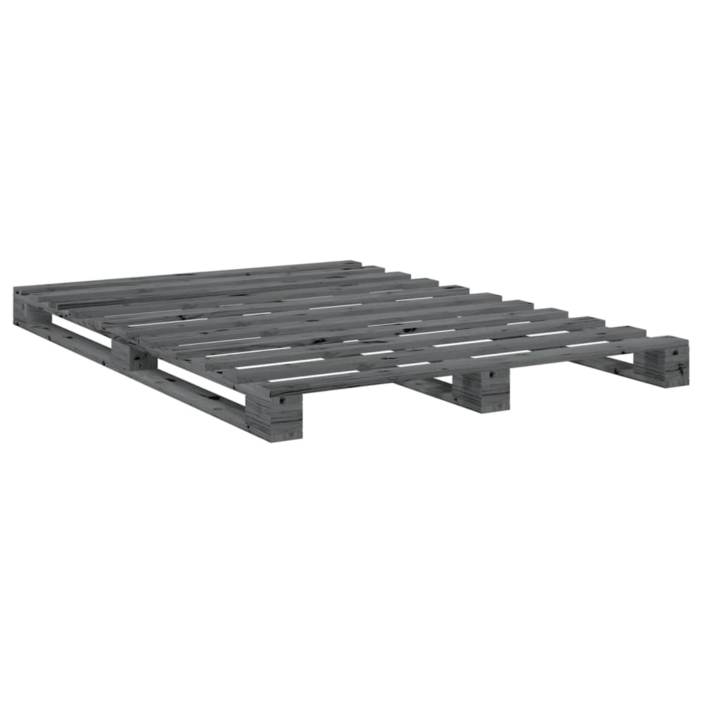 Bed Frame without Mattress  Grey 140x200 cm Solid Wood Pine